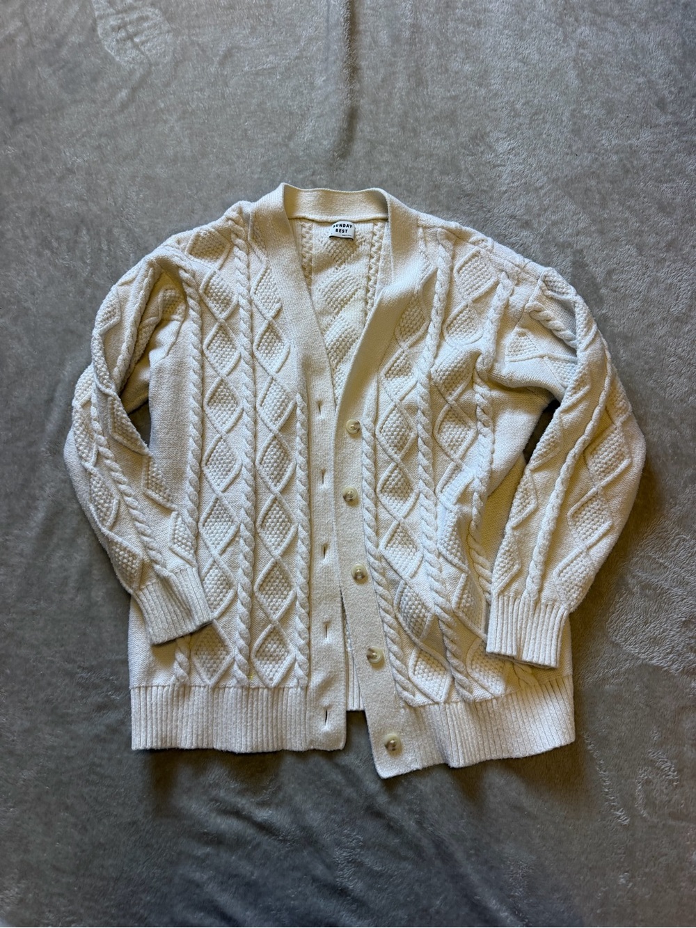 Sunday Best by Aritzia Cream Cable Knit Button-Up Cardigan